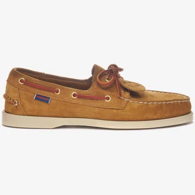 Sebago Square-cut Non-slip Boat Shoe For Men In Brown