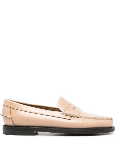SEBAGO STACKED-HEEL LEATHER LOAFERS