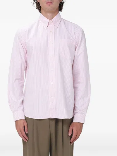 Sebago Striped Cotton Poplin Shirt With Button-down Collar In Pink