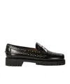 Sebago Chunky Sole Leather Loafers With Studded Design