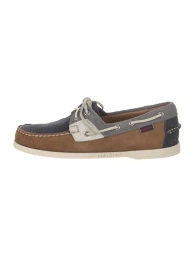 Pre-owned Sebago Suede Colorblock Pattern Boat Shoes In Multi