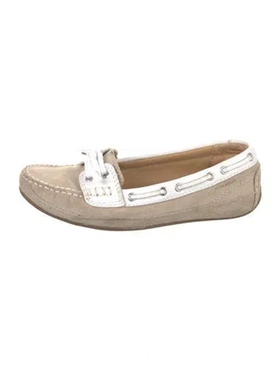 Pre-owned Sebago Suede Colorblock Pattern Moccasins In Neutral