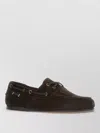 Sebago Suede Lace Up Loafers Rubber Sole In Brown
