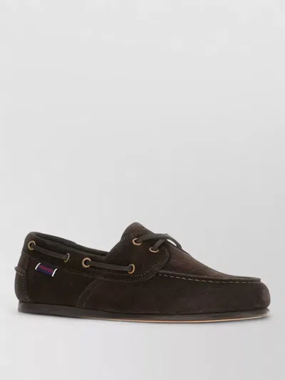Sebago Suede Lace Up Loafers Rubber Sole In Brown