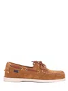 Sebago Dockside Portland Suede Boat Shoes Cognac Brown In Yellow