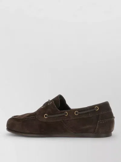 Sebago Suede Moc Toe Loafers Eyelet Detail In Burgundy