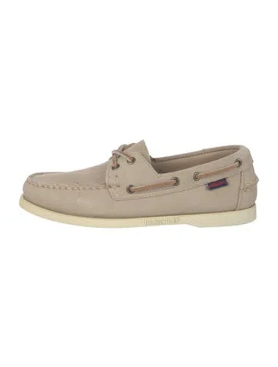 Pre-owned Sebago Suede Whipstitch Trim Moccasins In Neutrals