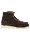 Sebago Lace Up Ankle Boots In Suede In Dark Brown