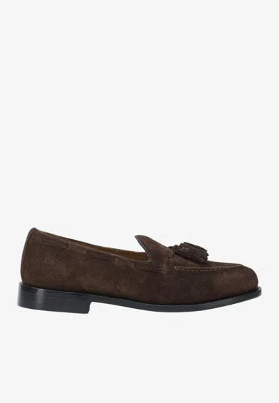 Sebago Tassel Suede Loafers In Dark Brown