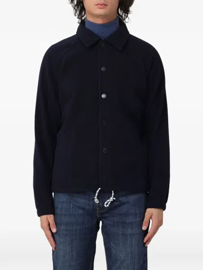 Sebago Tender Fleece-texture Raglan-sleeved Shirt Jacket In Blue