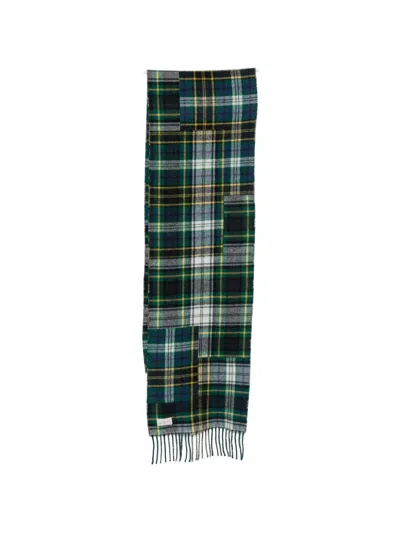 Sebago Tobias Patchwork Check-print Scarf In Blue
