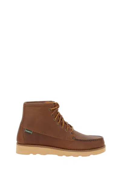 Sebago Total Dark Brown Tala Mid Crazy Horse Leather Boots In Animal Print