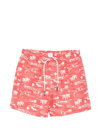 Sebago Tropical-print Drawstring Swim Shorts In Pink