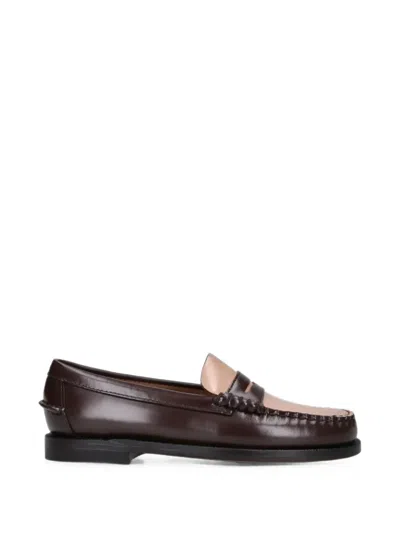 Sebago Two-tone Penny Loafers In Brown