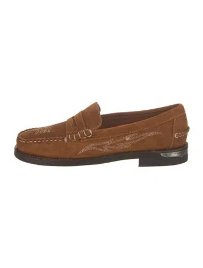 Pre-owned Sebago Velvet Dress Loafers In Brown