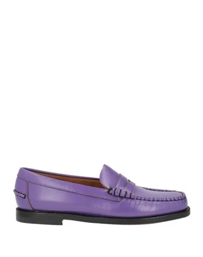 Sebago Woman Loafers Purple Size 9.5 Leather