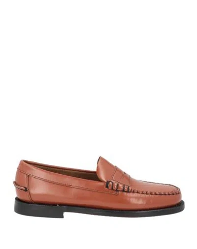Sebago Woman Loafers Rust Size 7 Leather In Brown