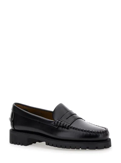 Sebago Women's Leather Round-toe Chunky-sole Slip-on Loafers In Black