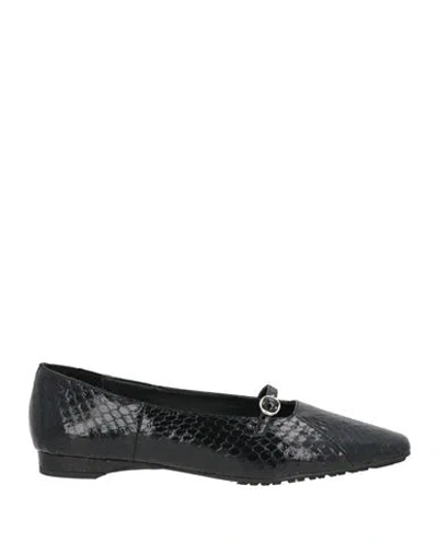 Sebas. Woman Ballet Flats Black Size 10 Leather
