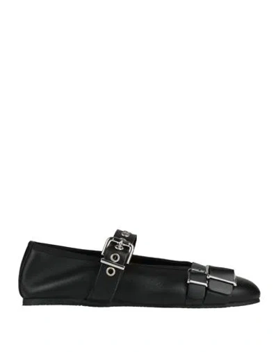 Sebas. Woman Ballet Flats Black Size 8 Calfskin