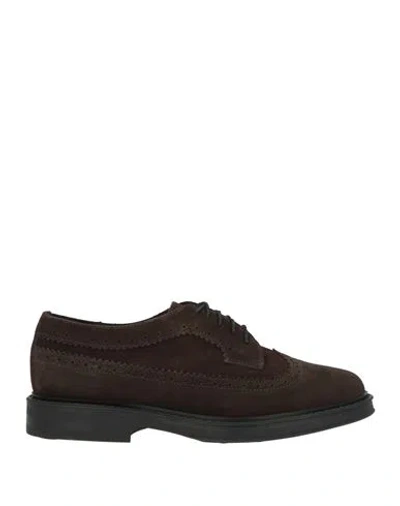 Sebas. Woman Lace-up Shoes Dark Brown Size 6 Leather