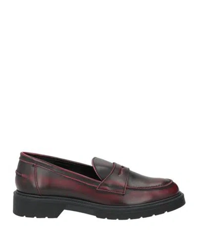 Sebas. Woman Loafers Garnet Size 11 Calfskin In Red
