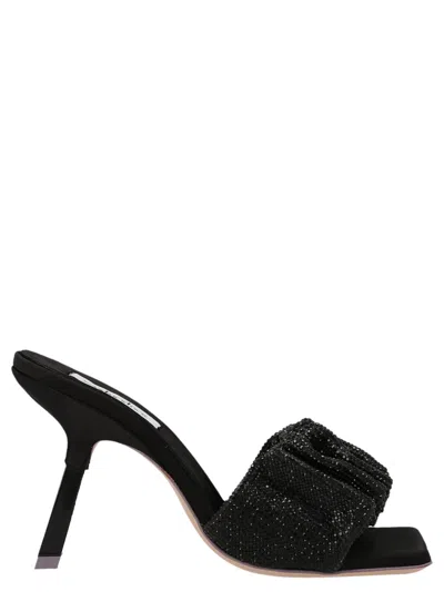 SEBASTIAN SEBASTIAN BLACK GOATSKIN STILETTO HEEL WOMEN'S SANDALS