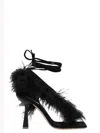 Sebastian Black Feather Wrap Heels In Black