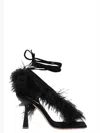 Sebastian Black Feather Wrap Heels In Black