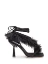 Sebastian Black Feather Wrap Heels In Black