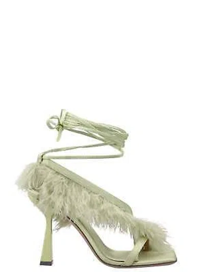 Pre-owned Sebastian Milano 'feather Wrap Sandals In Green