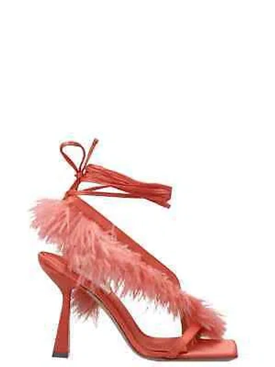 Pre-owned Sebastian Milano 'feather Wrap Sandals In Orange