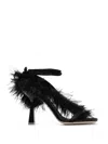 Sebastian Milano Marie A. 110mm Feather-trim Sandals In Black