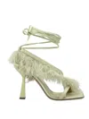 Sebastian Milano Feather Wrap Sandals In Green