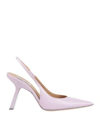 Sebastian Milano Woman Pumps Lilac Size 11 Leather In Purple