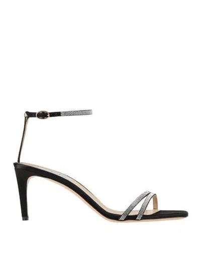 Sebastian Milano Woman Sandals Black Size 8 Textile Fibers