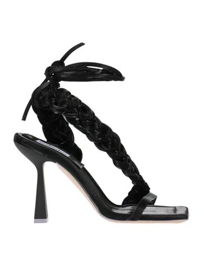 Sebastian Milano Woman Sandals Black Size 8 Textile Fibers