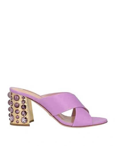 Sebastian Milano Woman Sandals Light Purple Size 6.5 Leather