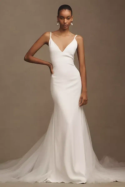 Sébastien Luke Mila Crepe V-neck Pearl A-line Wedding Gown