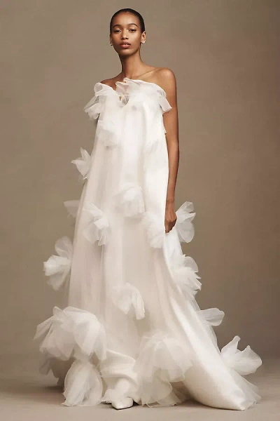 Sébastien Luke Tia Sweetheart A-line Appliqué Wedding Gown In White