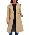 Sebby Collection Women's Belted Double Breasted Long Trench Coat In Brown