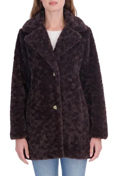 Sebby Crushed Faux Fur Jacket In Brown