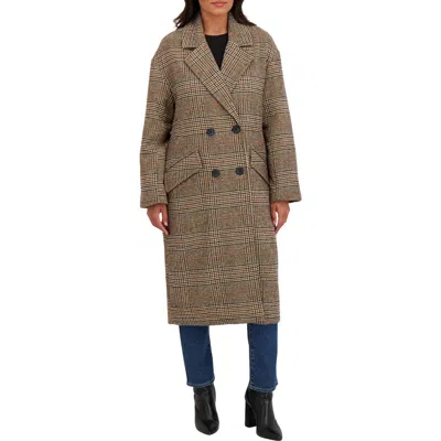 Sebby Double Breasted Coat In Brown