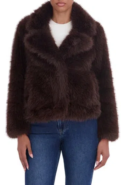 Sebby Faux Fur Blazer In Brown