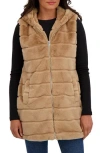 Sebby Faux Fur Hooded Vest In Brown