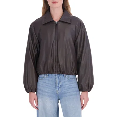 Sebby Faux Leather Bomber Jacket In Brown