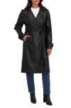 Sebby Faux Leather Trench Coat In Black
