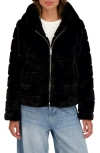 Sebby Hooded Faux Fur Jacket In Black