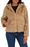 Sebby Faux Fur Short Jacket In Brown
