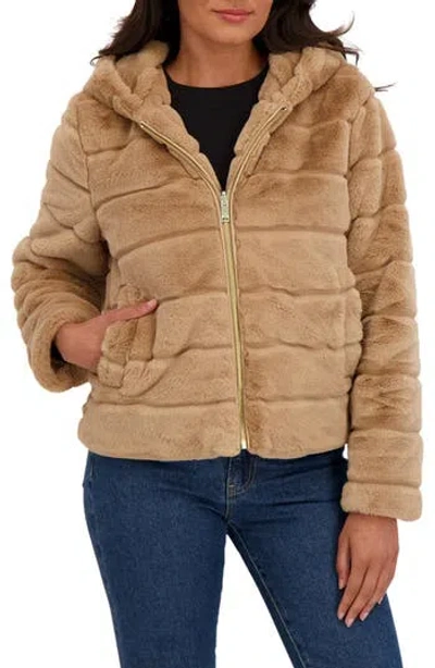 SEBBY SEBBY HOODED FAUX FUR JACKET
